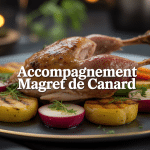 accompagnement magret de canard assiette élégante pommes de terre légumes