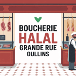 Devanture boucherie halal Grande Rue d'Oullins ambiance chaleureuse