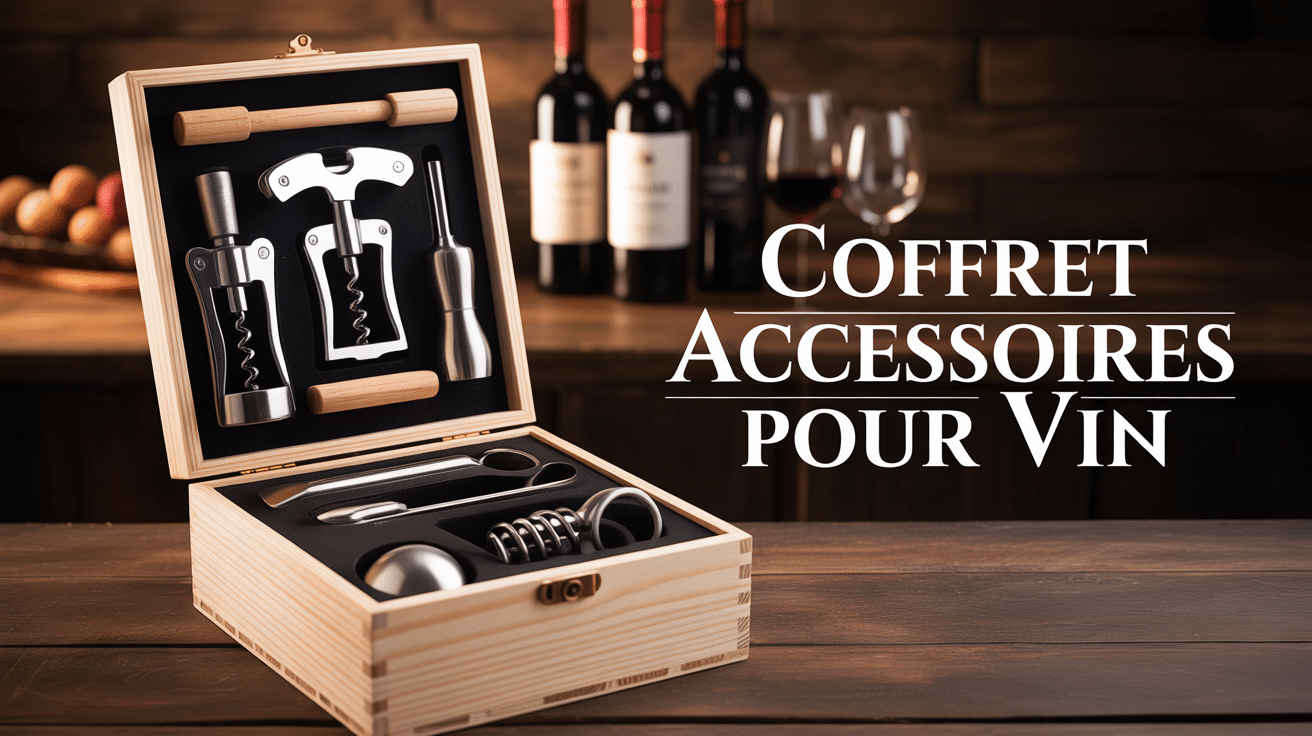 coffret accessoires pour vin boîte bois ouverte accessoires premium