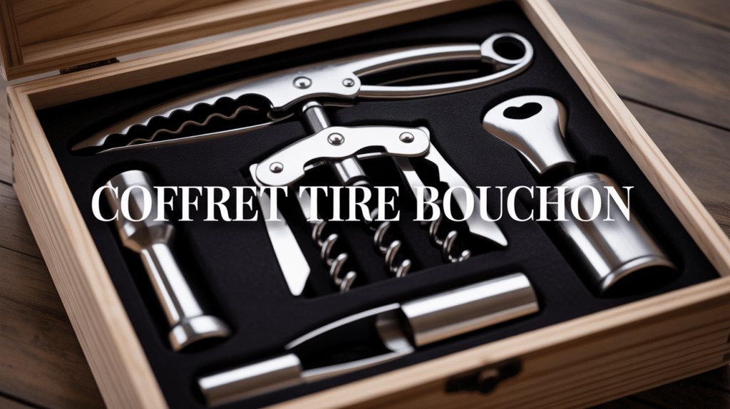 coffret tire bouchon en bois luxueux avec accessoires sommelier