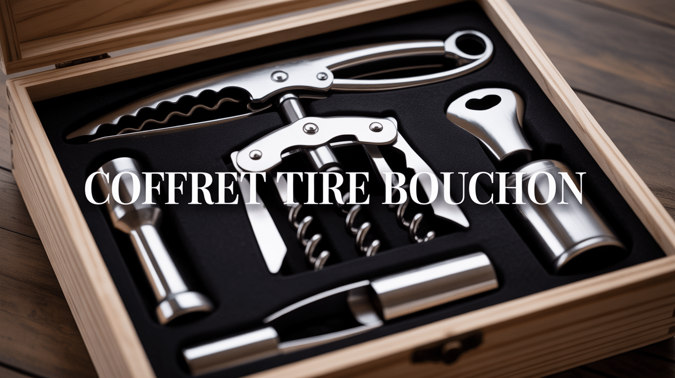 coffret tire bouchon en bois luxueux avec accessoires sommelier