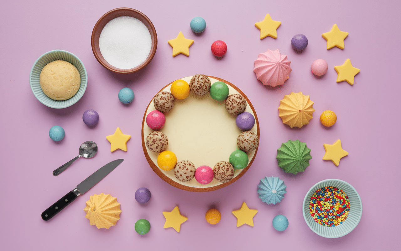 Outils deco gateau noel plan travail sucre bonbons