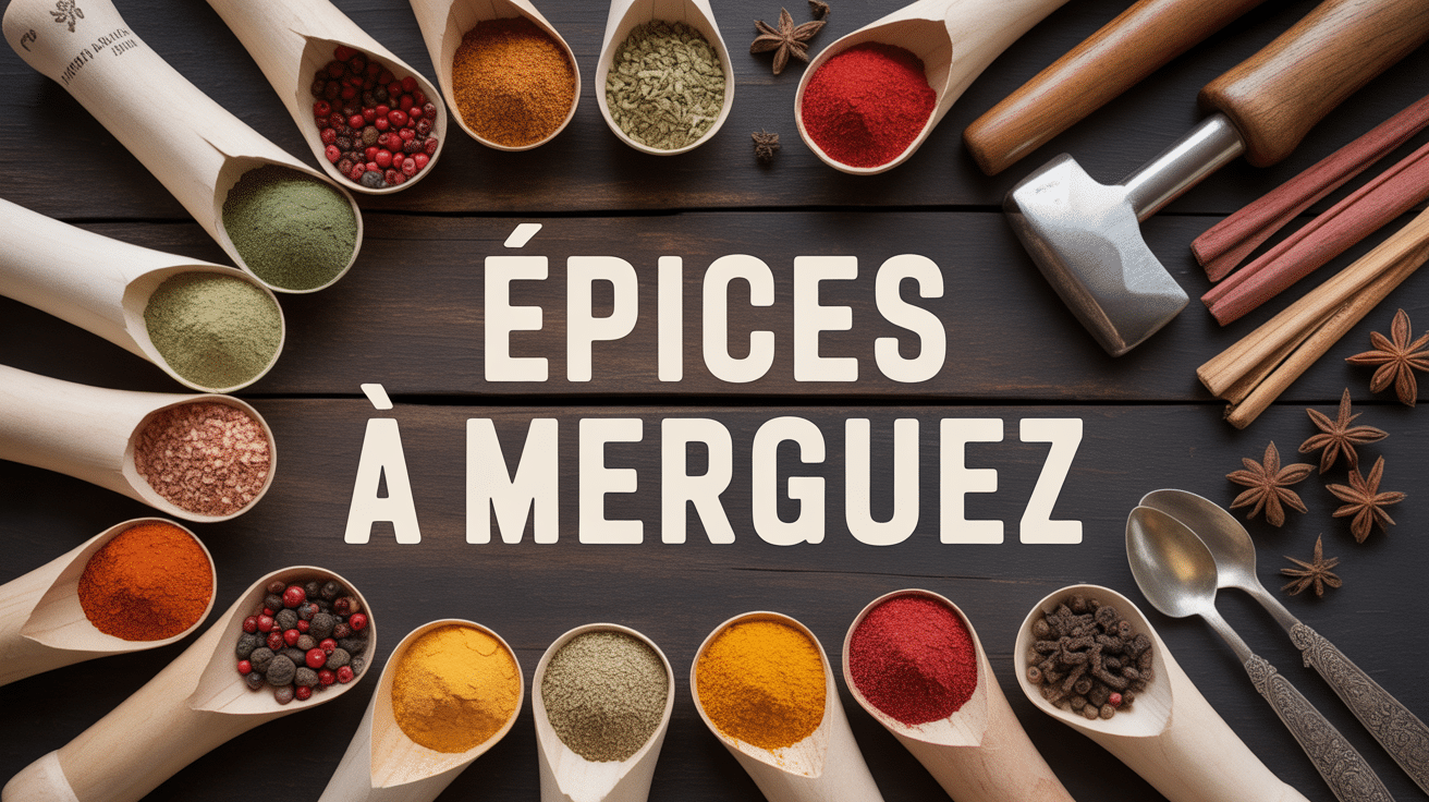 Mélange d'épices à merguez recette en poudre sur bois