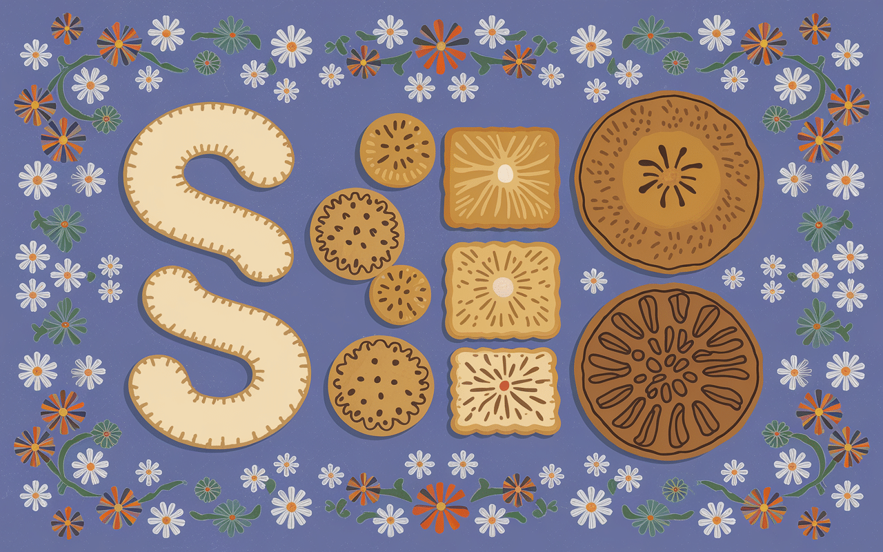 Petits biscuits et gâteau alsacien liste sur nappe traditionnelle