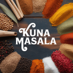 cercle d'épices kuna masala sur bois avec mortier