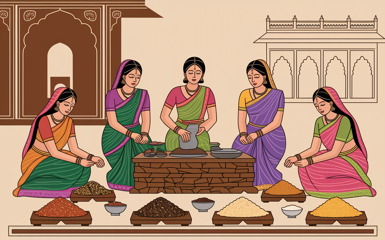 préparation kuna masala femmes cuisine traditionnelle inde