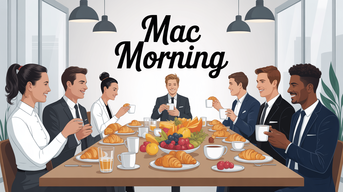 mac morning equipe partage petit dejeuner au bureau