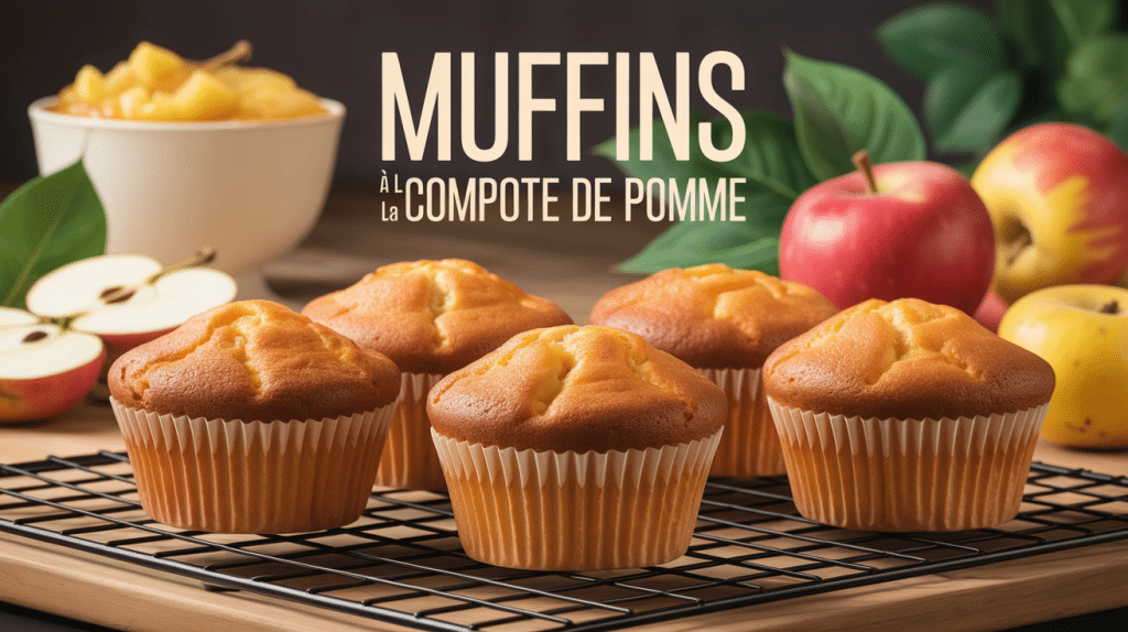 muffin compote de pomme muffins dorés sur grille avec pommes et compote