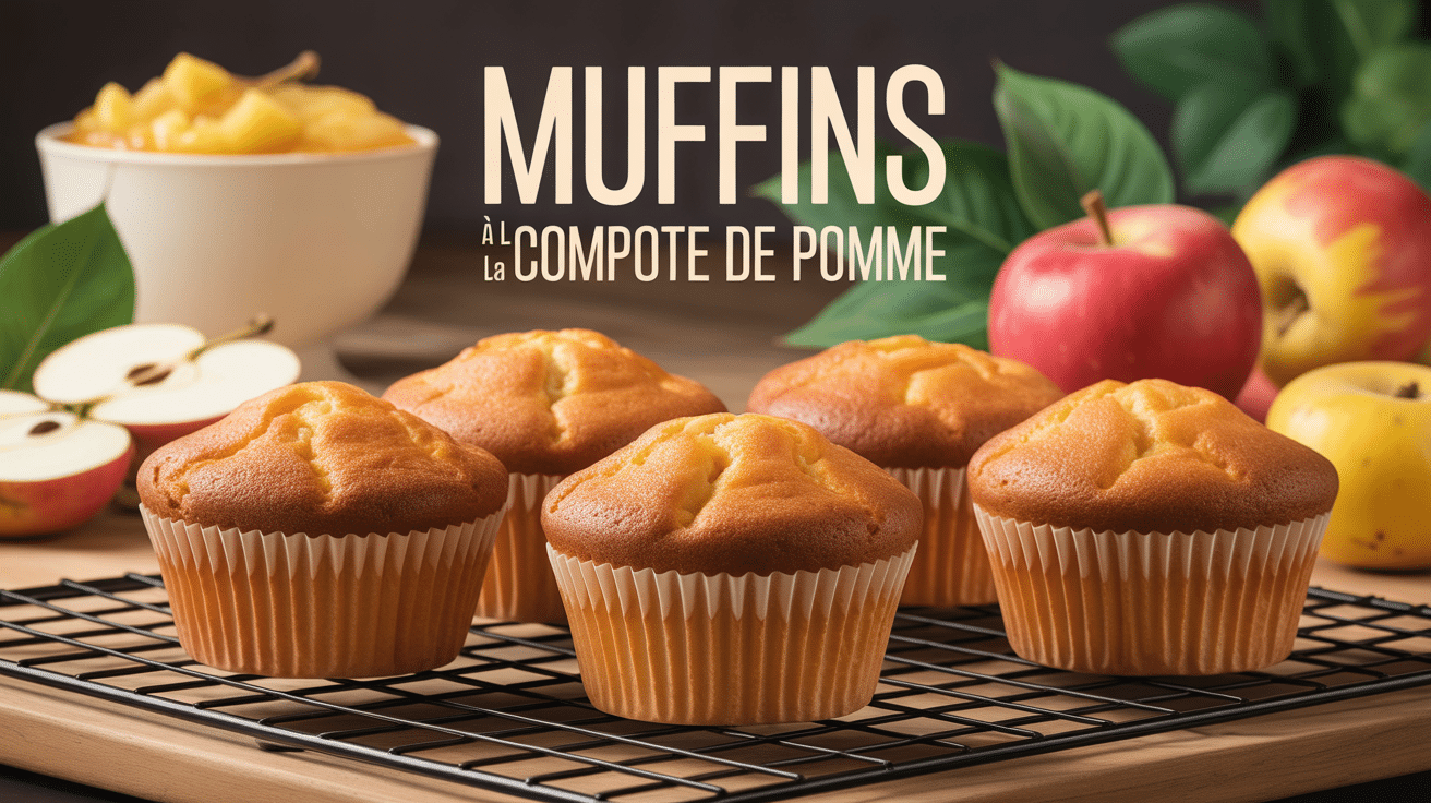 muffin compote de pomme muffins dorés sur grille avec pommes et compote