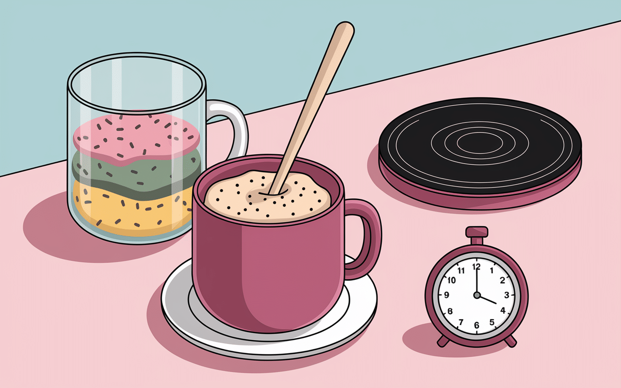 Préparation mug cake flocon d’avoine étape par étape