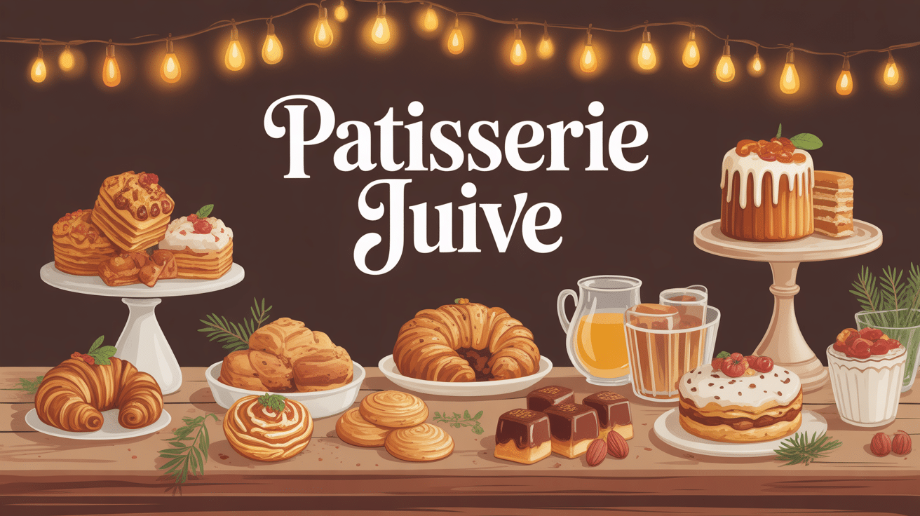 Assortiment patisserie juif sur table en bois