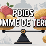 Balance cuisine avec pommes de terre de différents poids