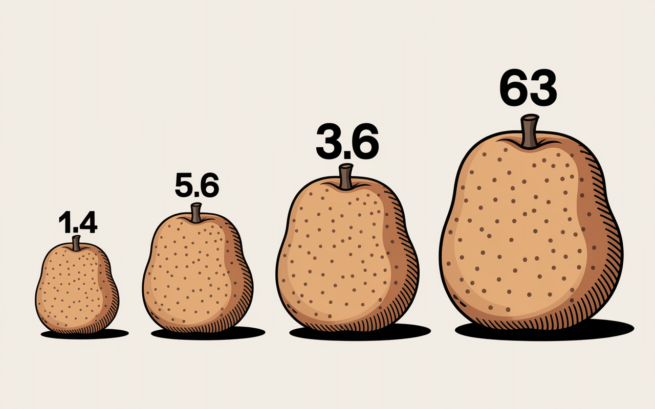 Pommes de terre tailles et poids moyens