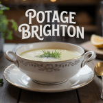 Bol de potage Brighton crémeux sur table rustique