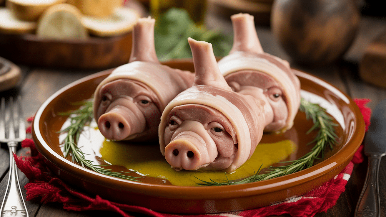 Plat recette oreille de cochon à la portugaise avec coriandre