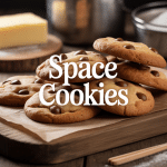 cookies moelleux recette space cookie sur planche avec ingrédients
