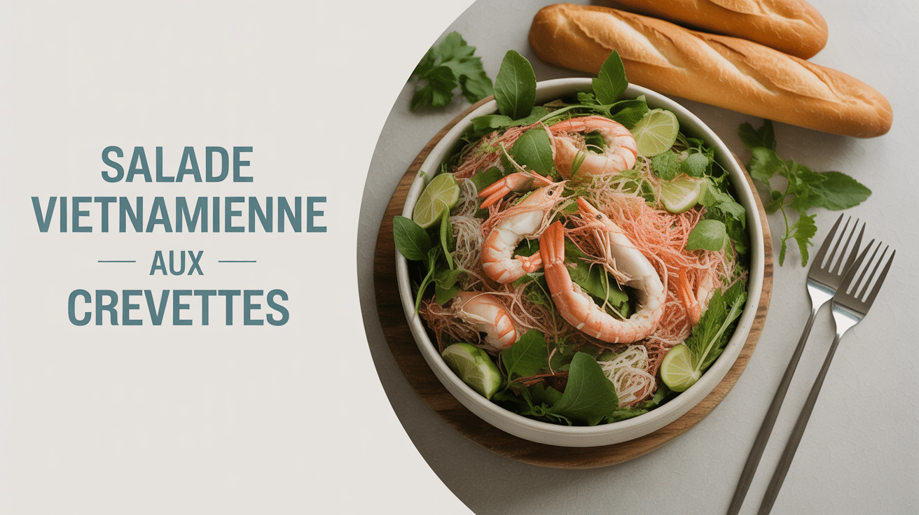 Bol salade vietnamienne crevette vermicelles herbes