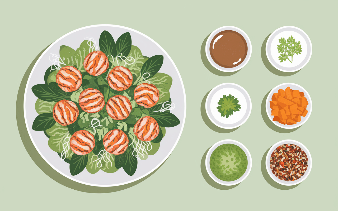 Ingrédients salade vietnamienne crevette herbes vermicelles