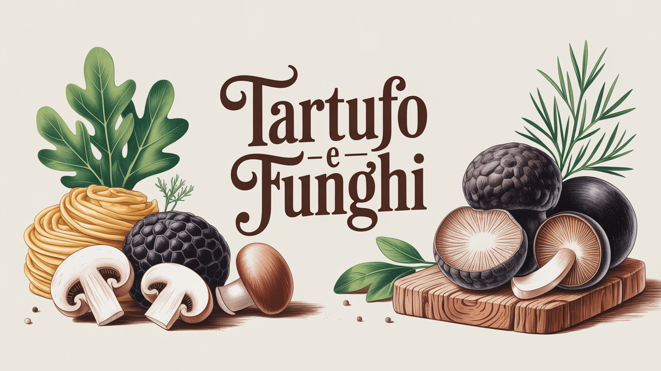 Planche avec tartufo e funghi et pâtes italiennes