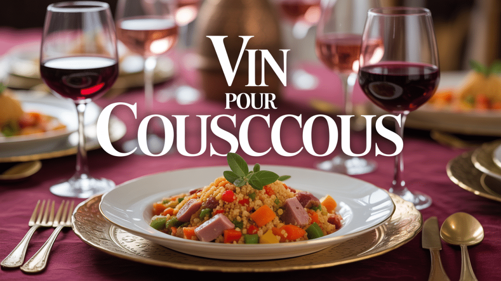 table elegante avec couscous et vins pour couscous