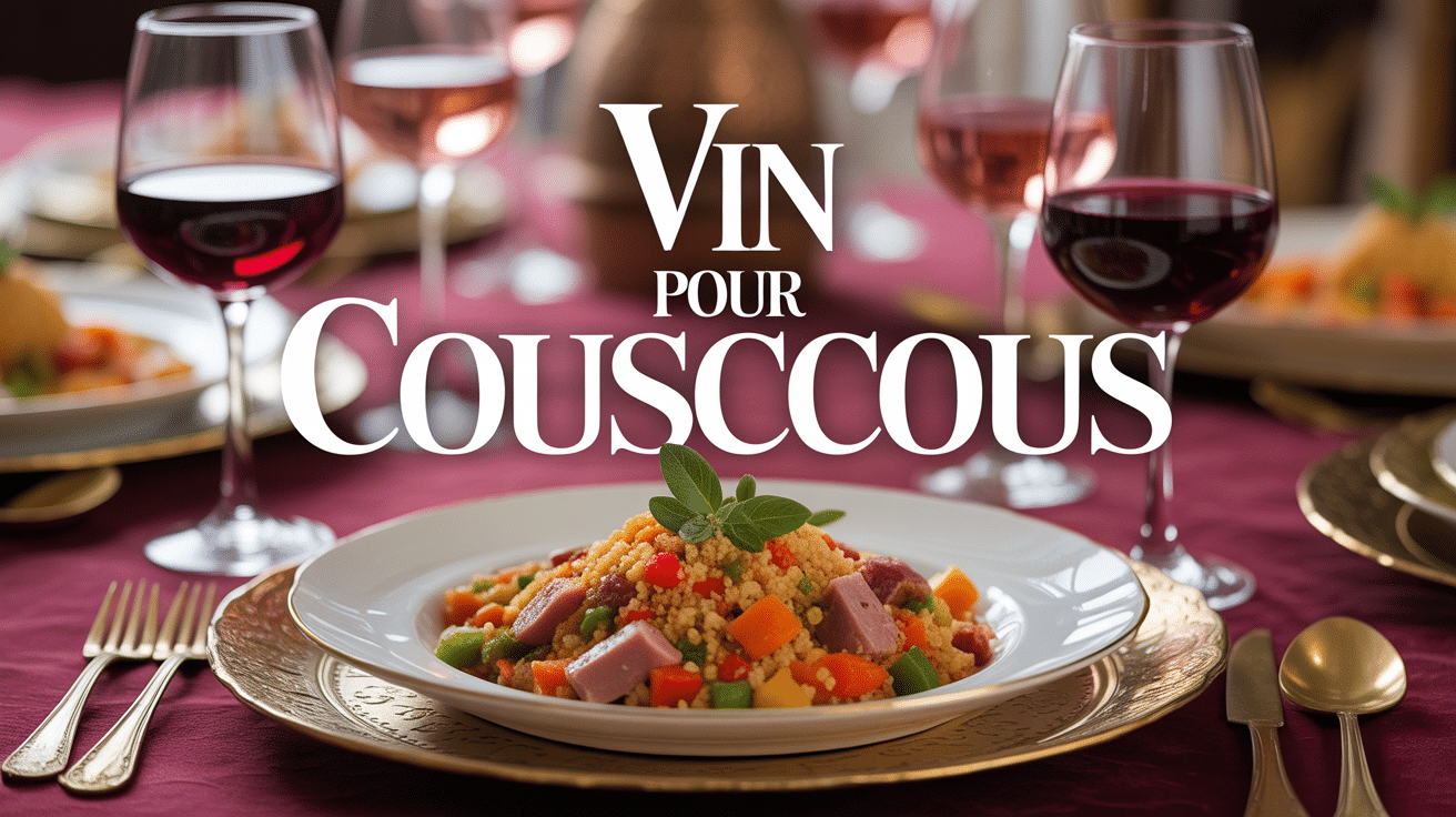 table elegante avec couscous et vins pour couscous