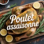 Poulet rôti assaisonné herbes et épices