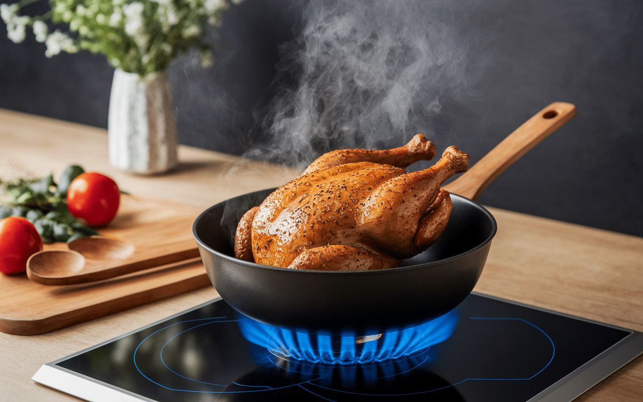 Cuisson assaisonné poulet poêle et four