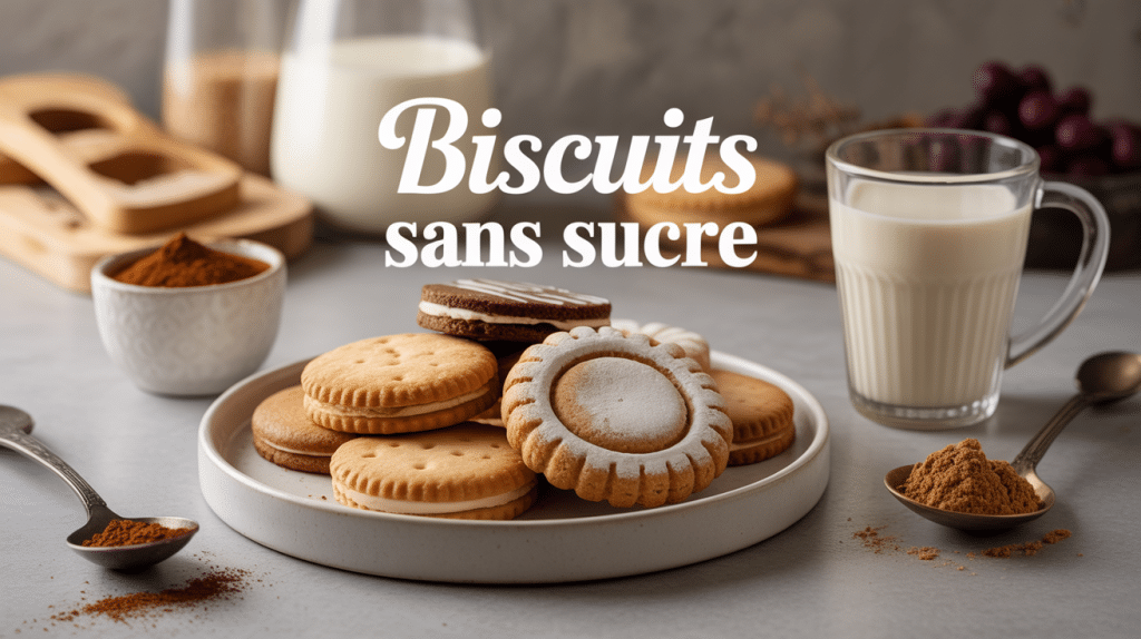 Assiette de biscuit sans sucre et verre de lait