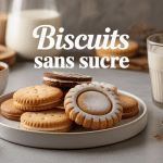 Assiette de biscuit sans sucre et verre de lait