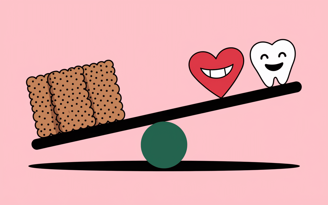 Balance illustrant les bienfaits du biscuit sans sucre