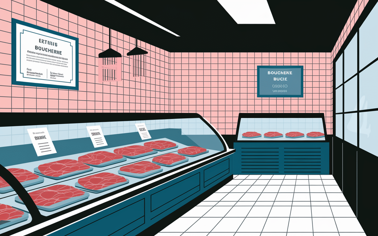 Vitrine boucherie halal Mont de Marsan certificat traçabilité