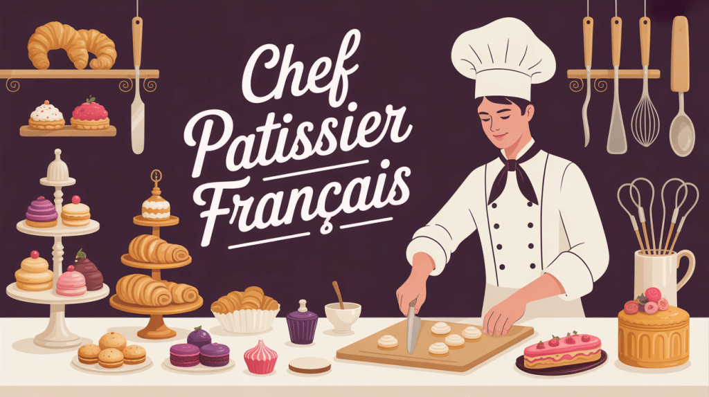 chef patissier francais avec patisseries traditionnelles