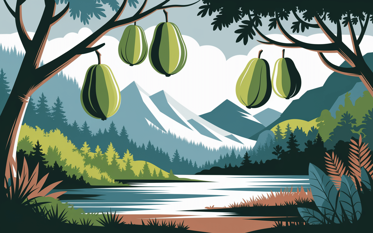 Paysage Andes avec arbre à chirimoya