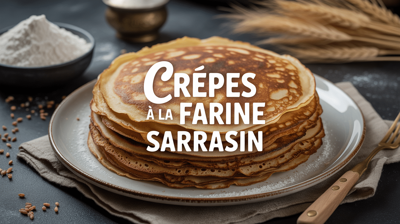 Stack de crêpes à la farine de sarrasin dorées sur assiette