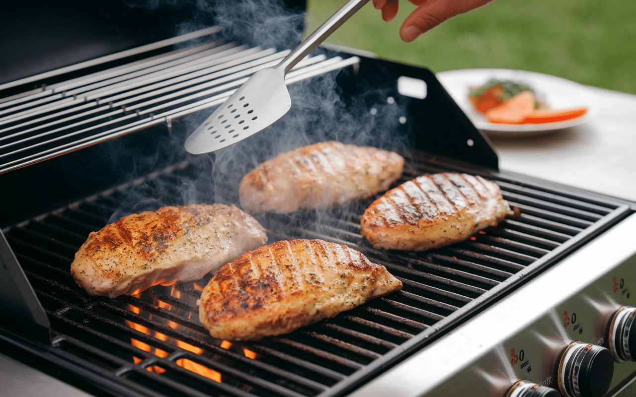 cuisson filet de poulet au barbecue avec thermomètre