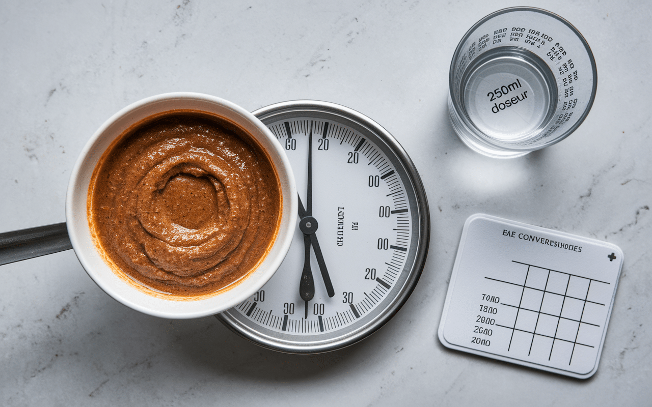 Dosage fond de veau Maggi cuillère balance eau chaude