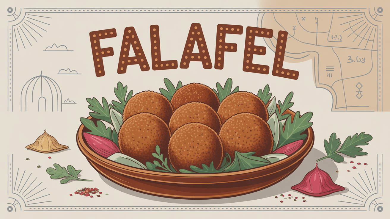 falafel origine en assiette traditionnelle carte Moyen-Orient