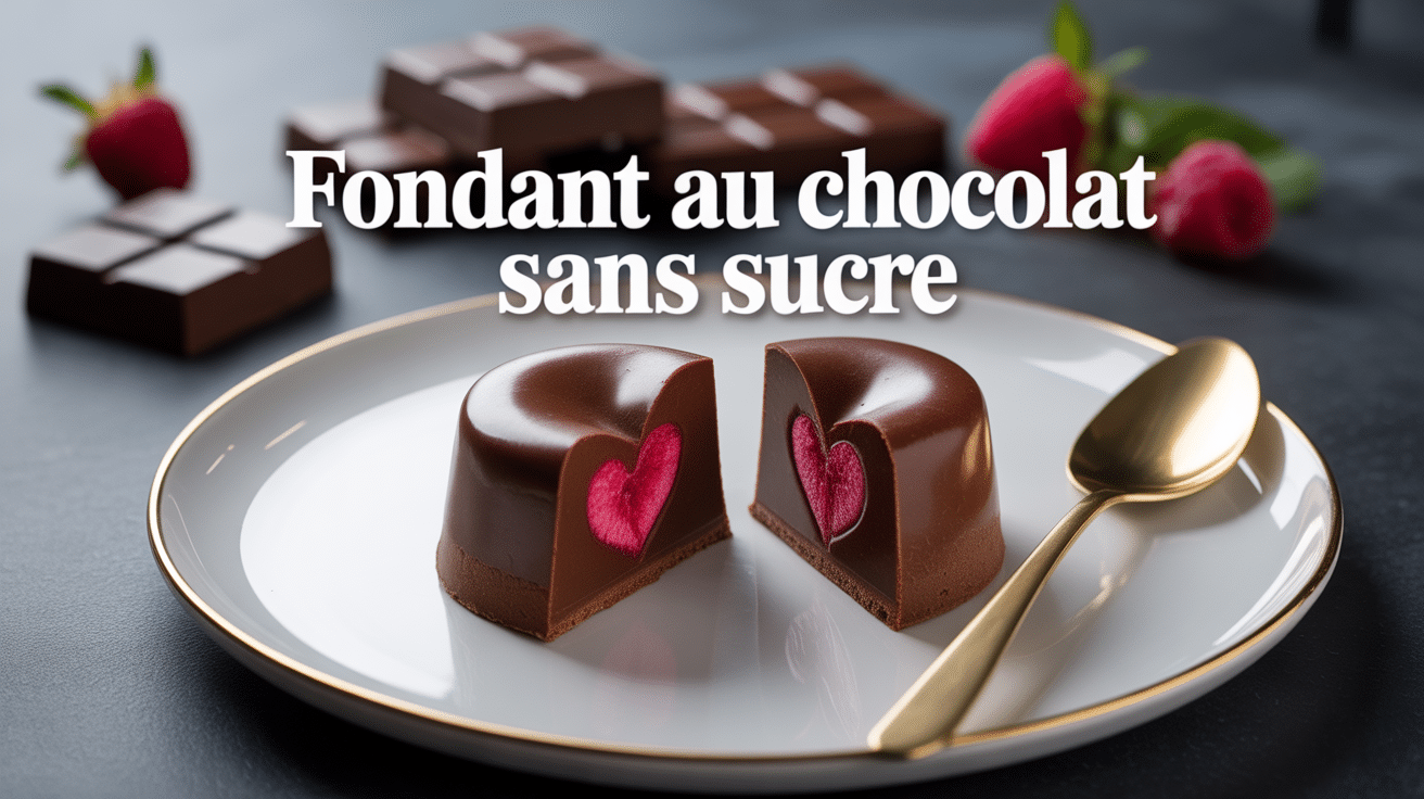 fondant au chocolat sans sucre cœur coulant sur assiette