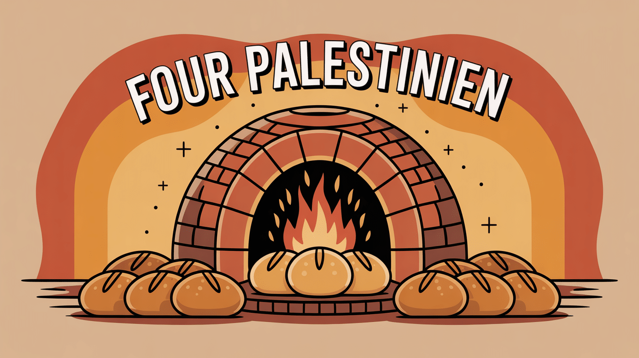 Illustration four palestinien en terre cuite avec pains