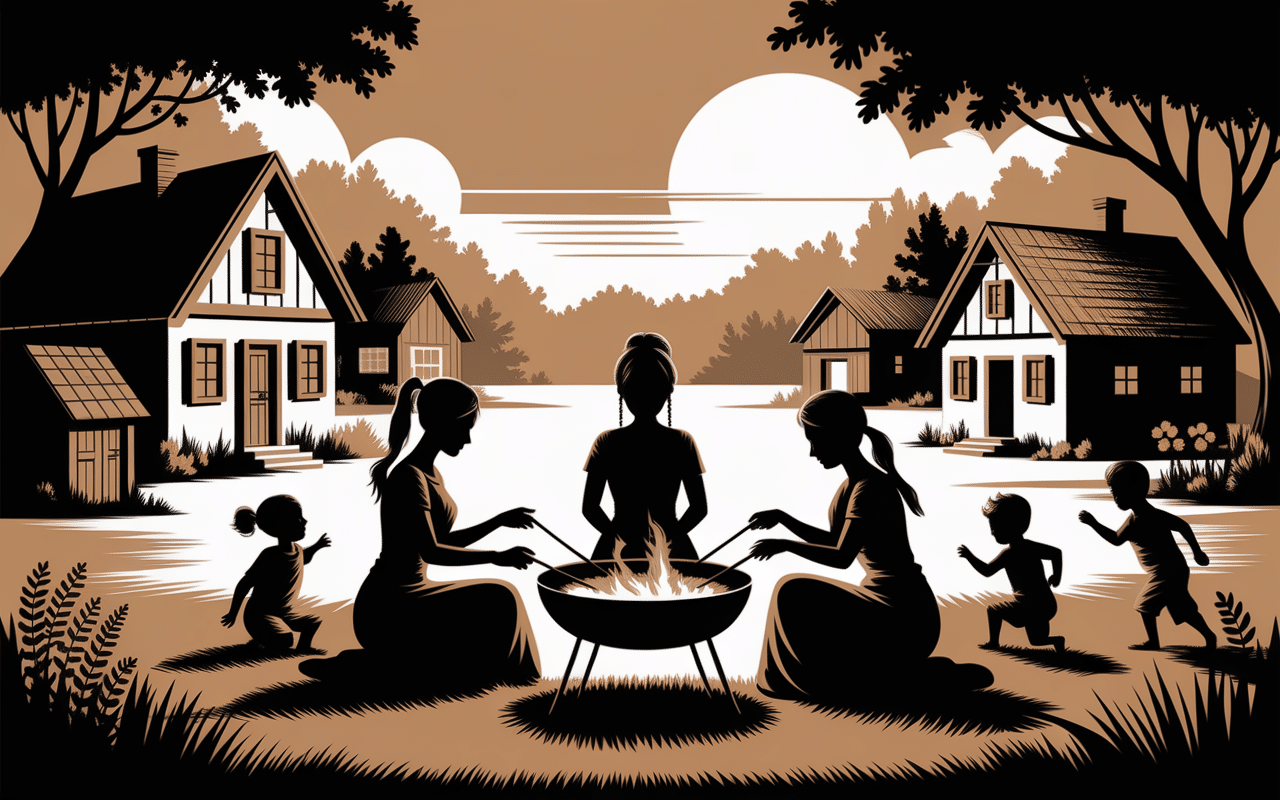 Scène village autour d’un four palestinien