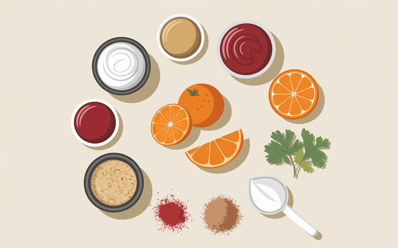 Cercle ingrédients sauce brasil en cuisine