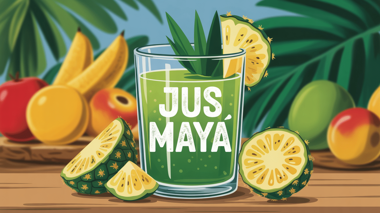 Verre jus maya frais avec ananas et cactus