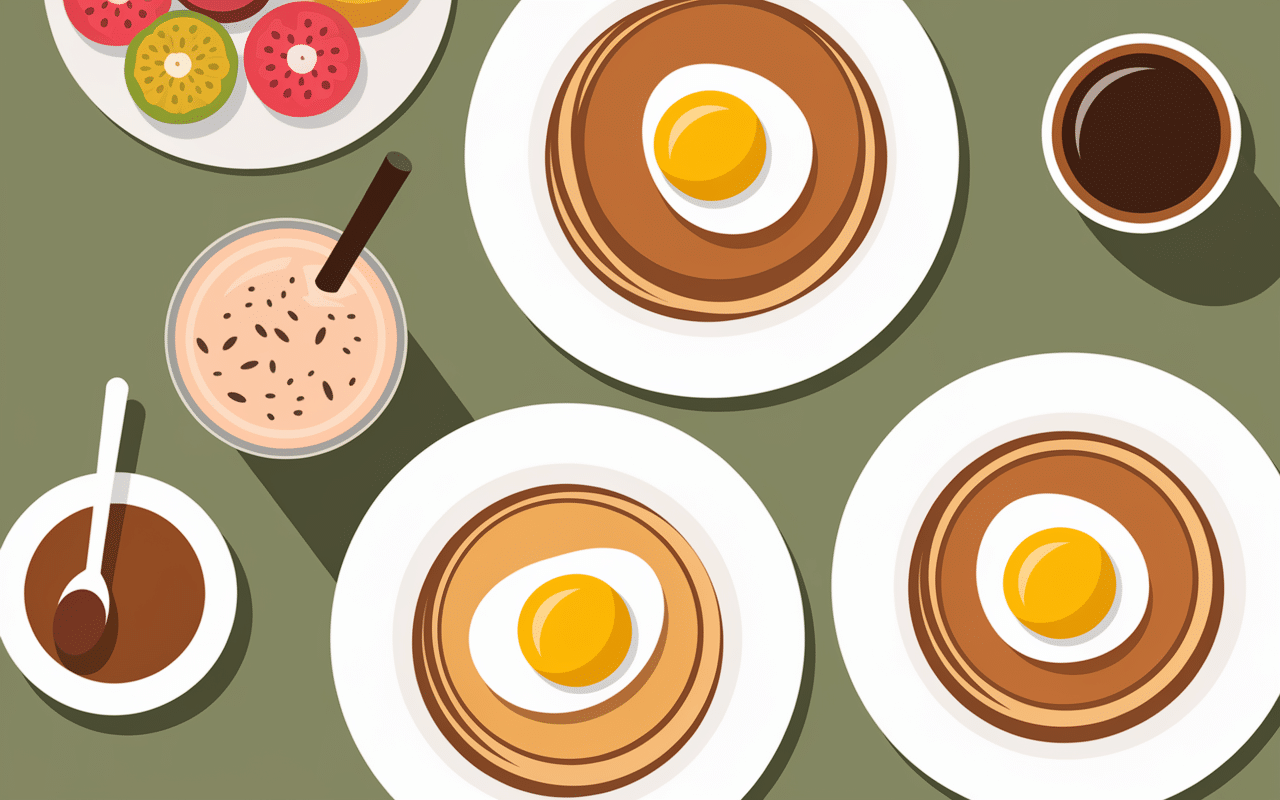 milk & pug - brunch table authentique pancakes oeufs bénédicte