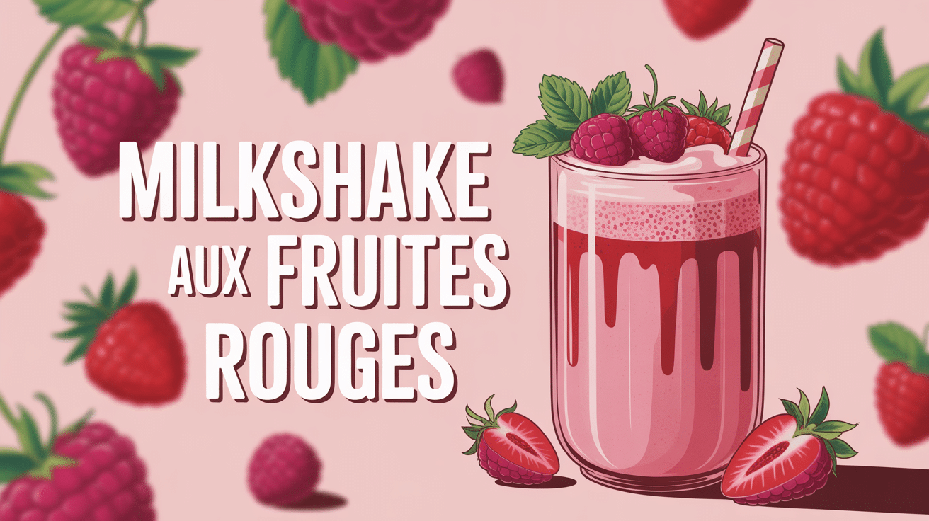 Milkshake fruit rouge onctueux avec fraises et framboises