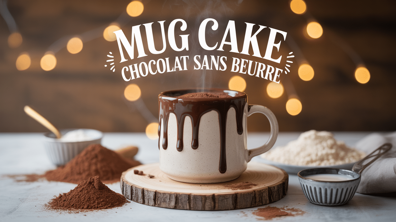 mug cake chocolat sans beurre chaud dans mug blanc