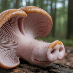 oreille de cochon champignon brun rose sur souche forêt humide