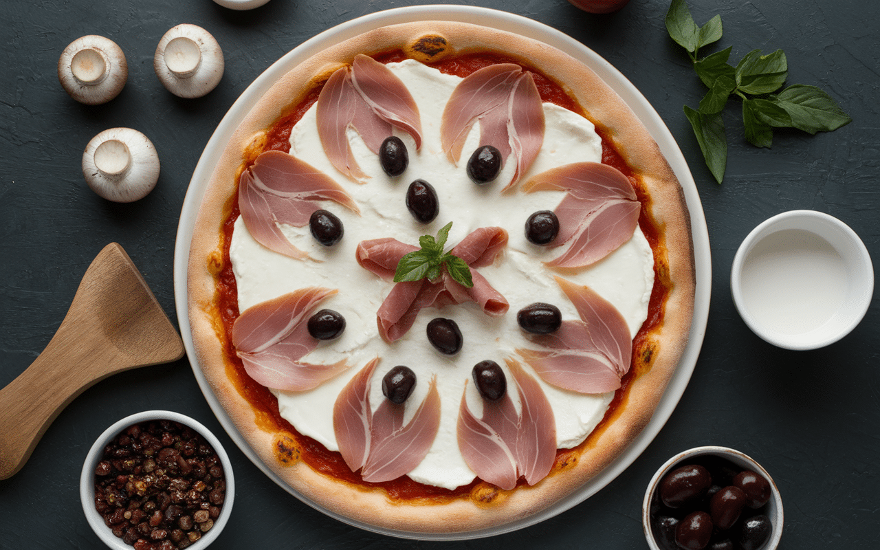 Gros plan pizza campione mozzarella jambon champignons