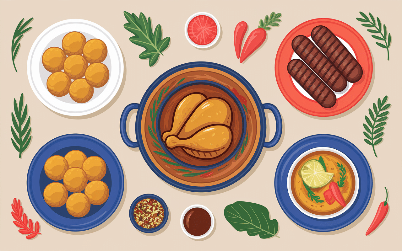 Collection de plats typiques martiniquais et épices