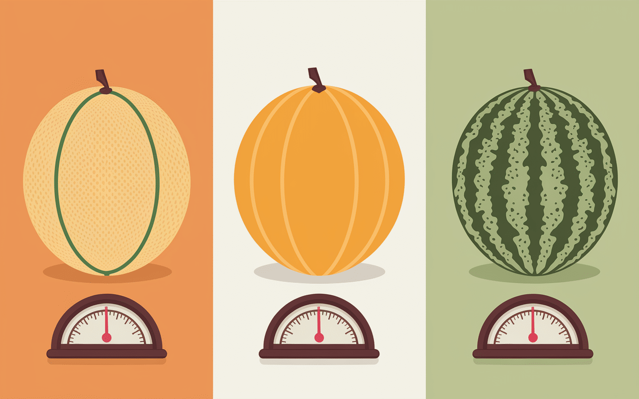 Illustration poids melon balances variétés