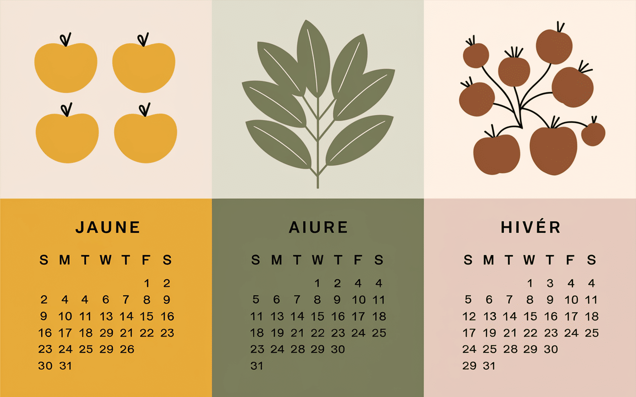 Calendrier poires saison selon mois